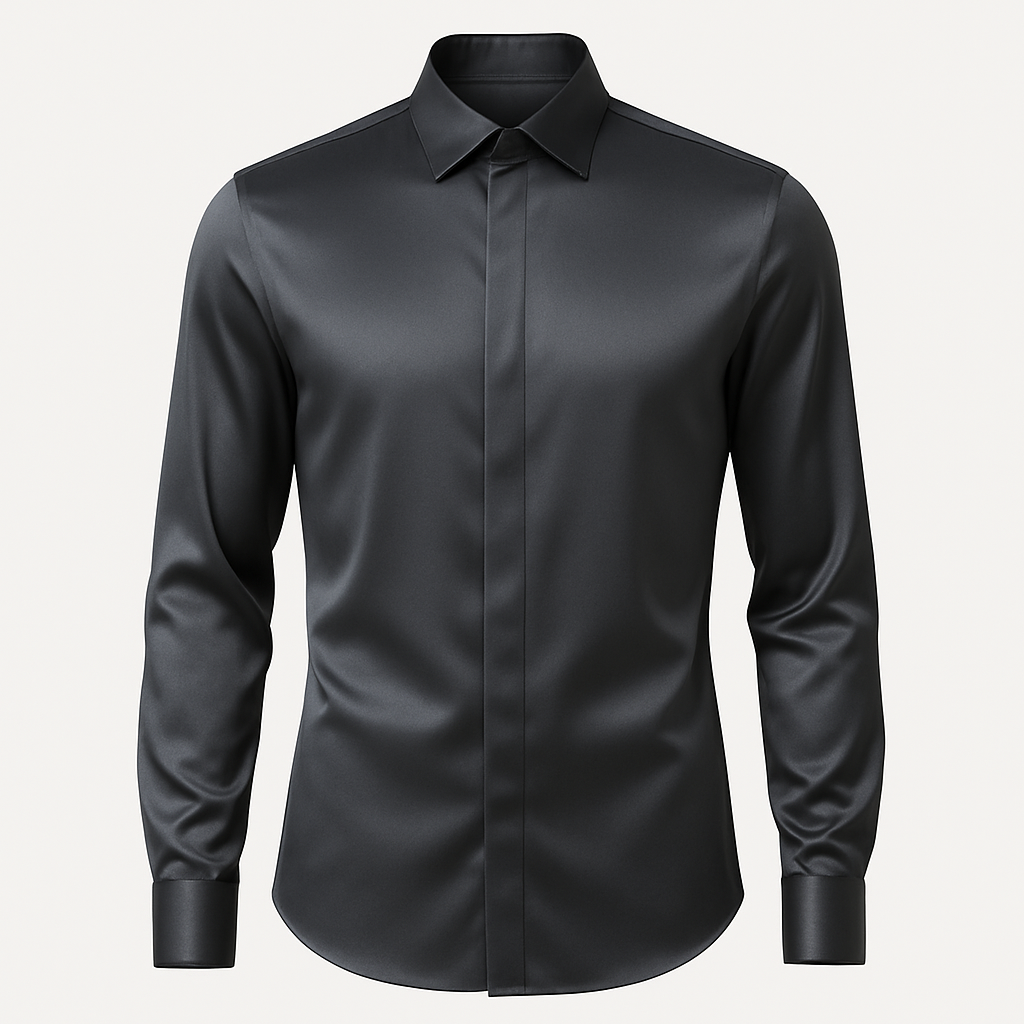 Silk Charcoal Drape - Rolliore Shirts